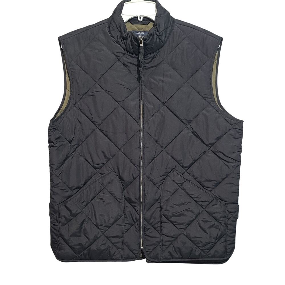 J.Crew Walker Quilted Vest Medium Black GUC Lightweight Polyester